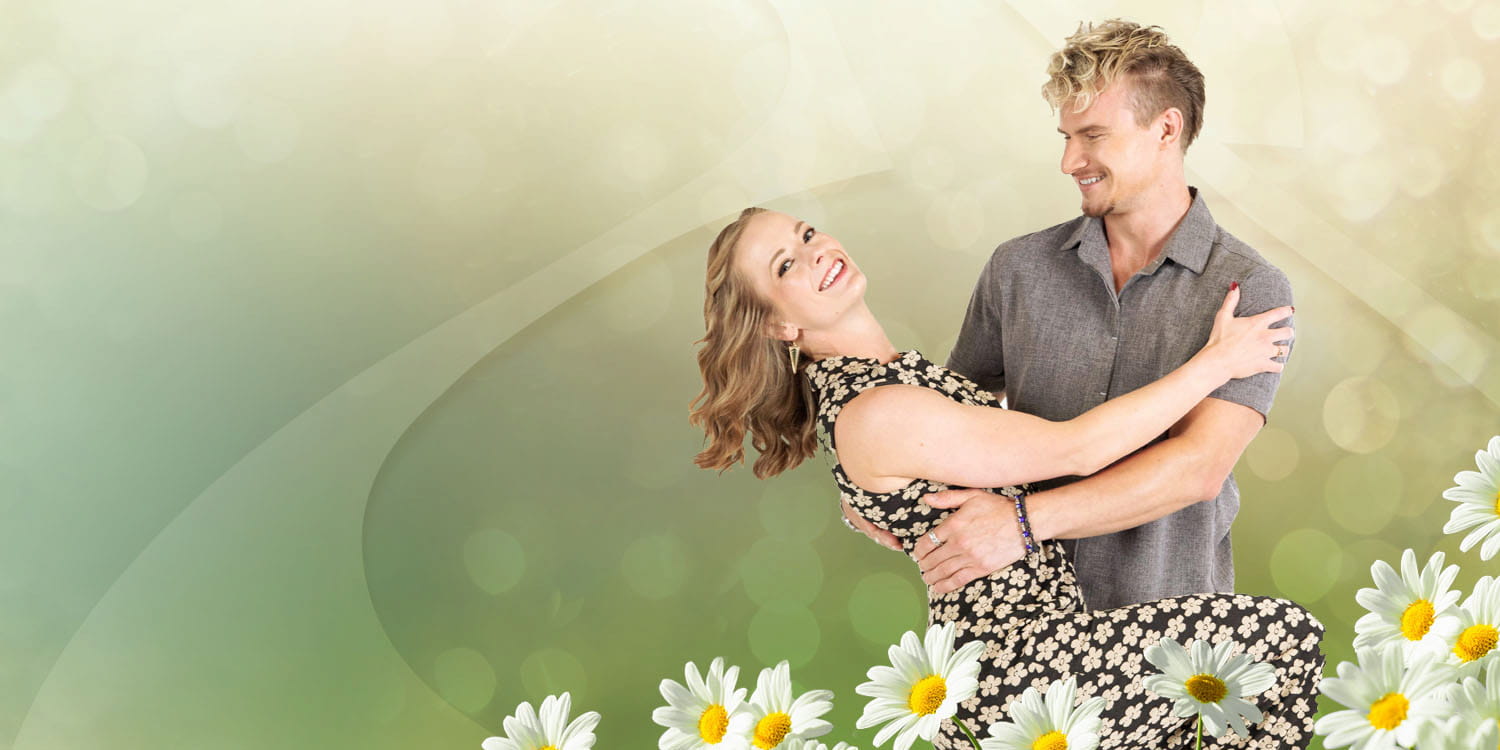Young couple dancing in the Spring